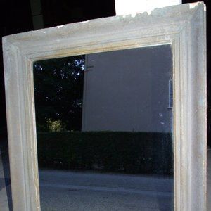 MIRROR  GRAYWASH SHABBY CHIC  33'' HEIGHT 28'' WIDTH  VINTAGE 1950s FRAME CHIPED
